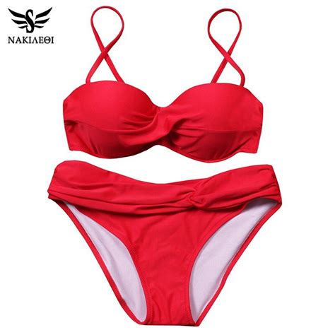 Nakiaeoi 2019 Sexy Bikini Push Up Swimwear Women Swimsuit Bandeau Gradient Color Brazilian