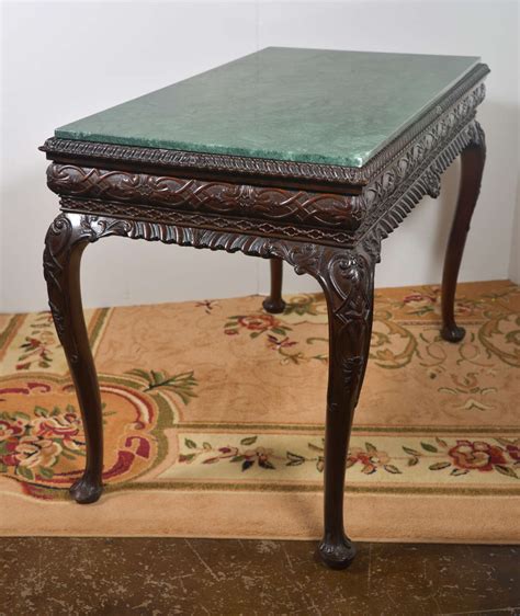 19th C Irish Mahogany Single Drawer Marble Topped Console Table For