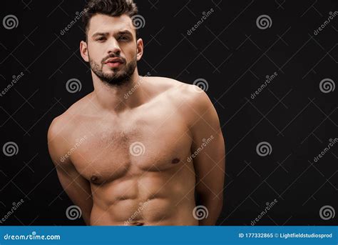 Musculair Sexy Naakte Man Geïsoleerd Op Stock Afbeelding Image of