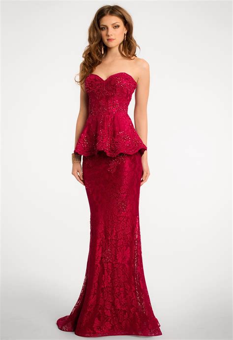 Peplum Lace Dress Evening Dresses Red Lace Dress Peplum Prom Dresses