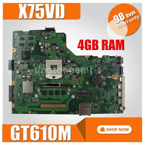 X75vd Motherboard Rev 20 Gt610m 4gb For Asus X75v X75vc X75vd X75vb