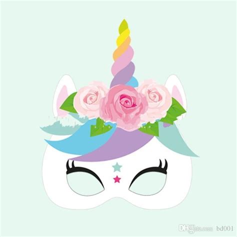 Novelty Unicorn Face Masks Rainbow Color Horse Shape Paper Masquerade