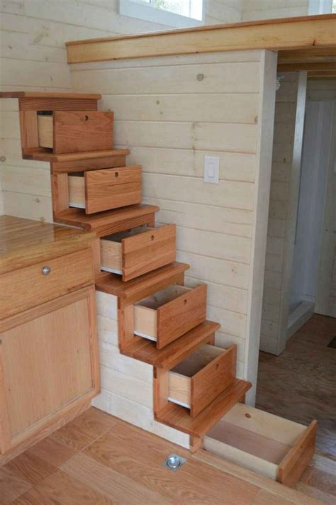 Solid Staircase With Drawer Steps Tiny House Loft Shed To Tiny House