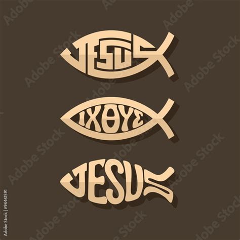 Set Of Jesus Fish Stock Image And Royalty Free Vector Files On