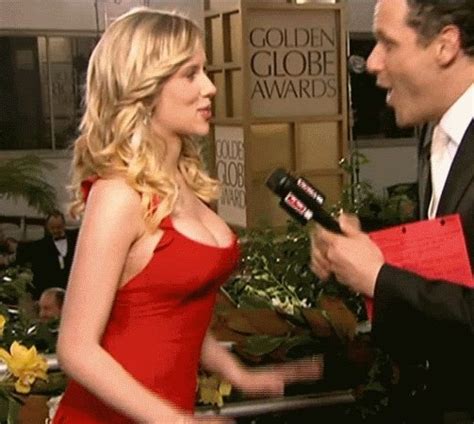 Nude Celebs News Reporter Pressing Scarlett Johanssons Huge Tits GIF