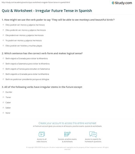 Future Tense Spanish Practice Worksheets Hot Sex Picture