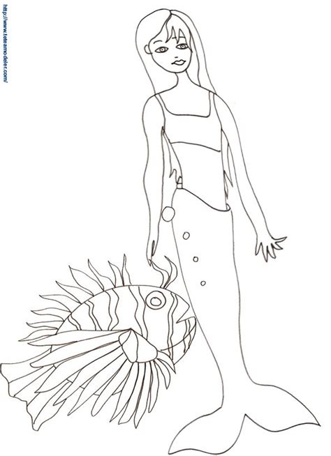 Coloriage sirène n3 avec le crabe Tête à modeler