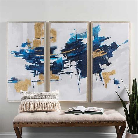 Navy And Gold Abstract Canvas Art Prints Set Of 3 From Kirklands In