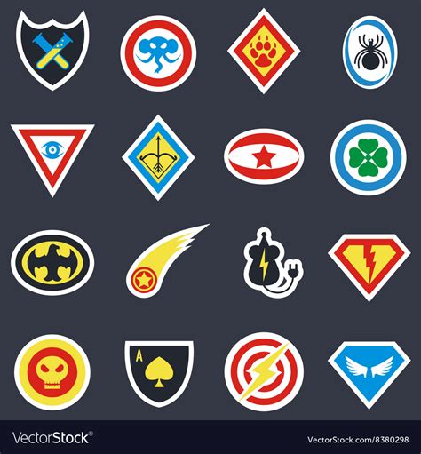 Superhero Color Badges Emblems Logos Royalty Free Vector