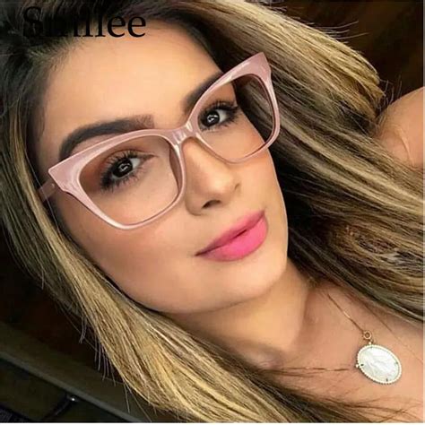 Pink Spectacle Frames Womens Eyeglasses Designer Brand Clear Lens Vintage Myopia Nerd Glasses