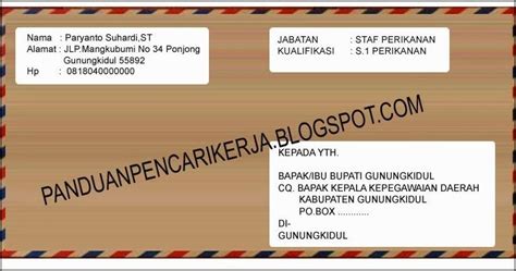 contoh alamat di sampul surat - Bernadette Lawrence