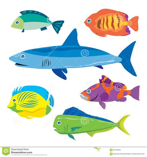 Tropical Fish Water Animal Vector Cartoon Stock Vector