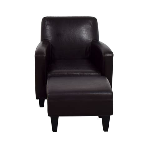 Ikea Bonded Brown Leather Chair And Ottoman 