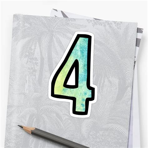 Number 4 Sticker By Absdesigns Redbubble