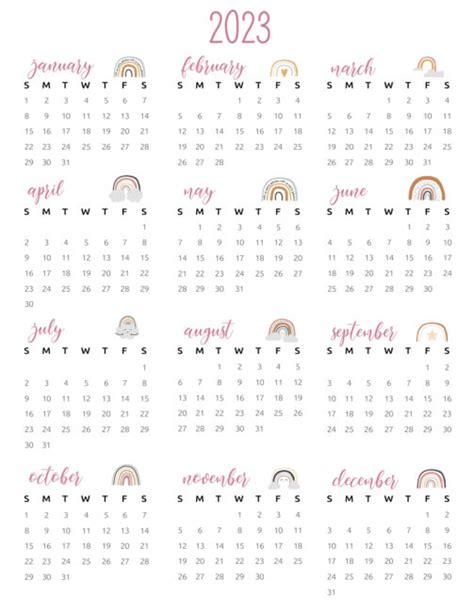 2023 Calendar Printable Cute Printable World Holiday