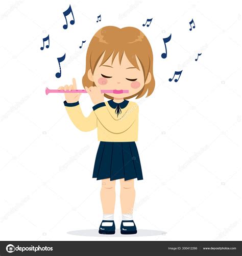 Girl Playing Flute Stock Vector Image By ©kakigori 300412266
