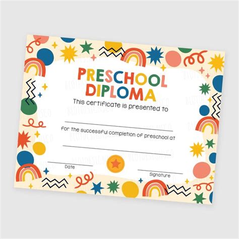 Printable Preschool Graduation Editable Diploma Customizable Etsy