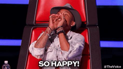 happy pharrell williams by the voice find and share on giphy