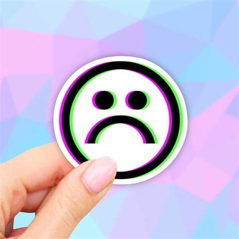 Glitch Sad Face Emoji Stickers Meme Laptop Stickers Funny Etsy