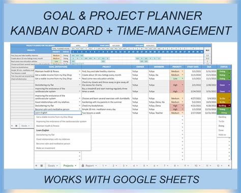 Digital Project Planner Goal Planner Kanban Board Gantt Etsy Kanban