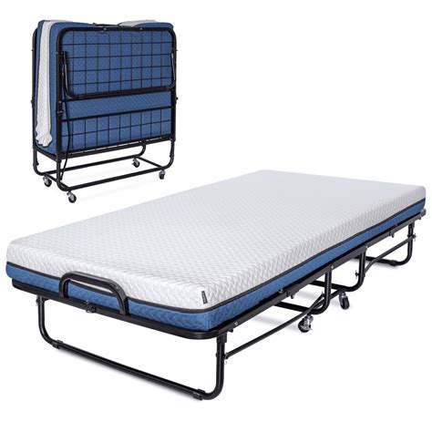 Giantex Folding Bed With Mattress Portable Guest Bed Rollaway With