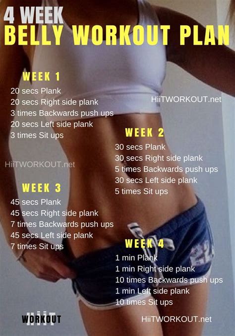 4 Week Belly Workout Plan Program Training Pinterest Workout