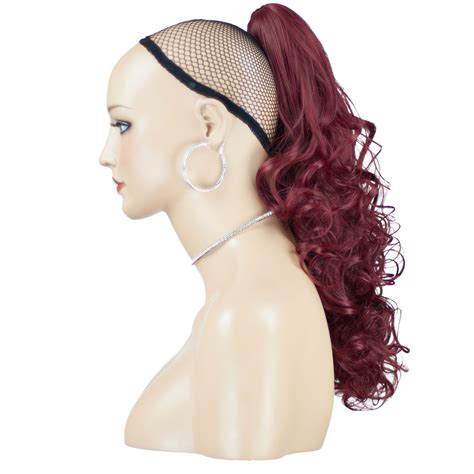 Ponytail Clip In Hair Extensions Burgundy Reversible 4 Styles Ebay