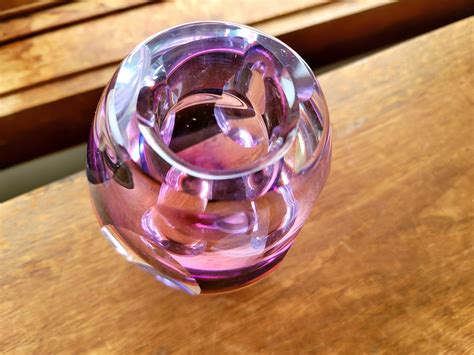 Murano Studio Glass Vase Faceted Murano Sommerso Pink Purple Etsy