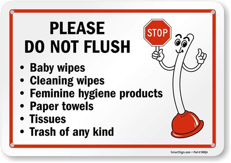 Buy Smartsign7 X 10 Inch “please Do Not Flush Wipes Feminine Hygiene