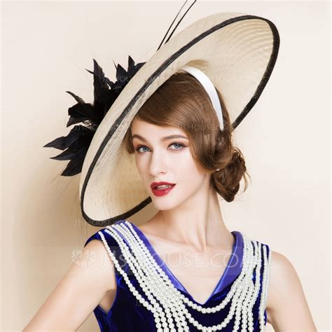 ladies gorgeous summer cambric with feather bowler cloche hat 196075545 jj s house