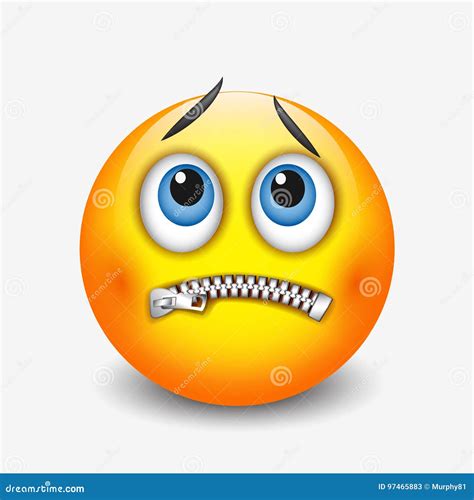 Zipped Mouth Emoji Isolated On White Background Lips Sealed Emoticon