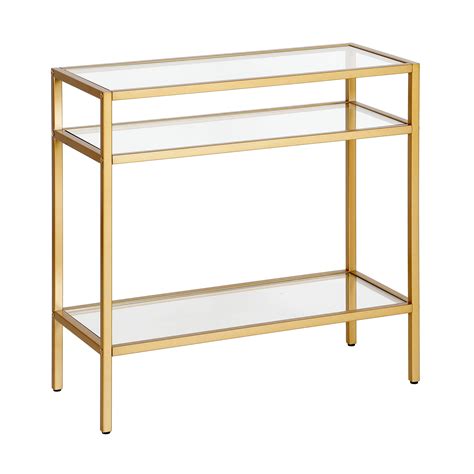 Evelynandzoe Contemporary Rectangular Side Table With Glass Top