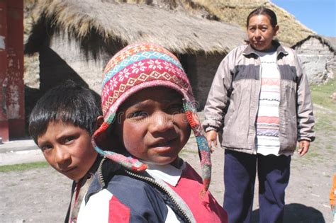 Peru Ayacucho Poor Children In School Studying In The Mountains With