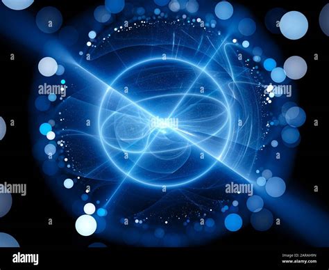 Blue Glowing Quantum With Rays And Spherical Force Field Computer