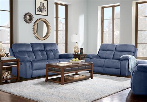 Corinne Blue 3 Pc Living Room | Blue living room sets, Living room sets, Reclining sofa living room