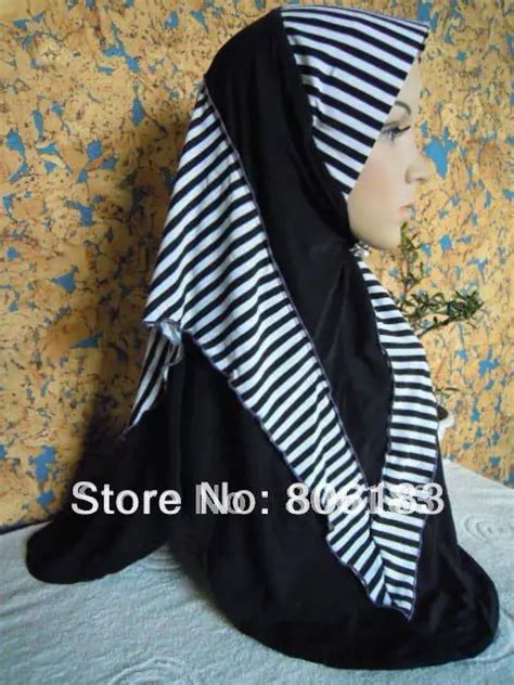 Mu1125 Two Layers Top Stripe Wholesale Muslim Hijabs Ity Hot Sale Classic Mix Colors 12 Pcs Per