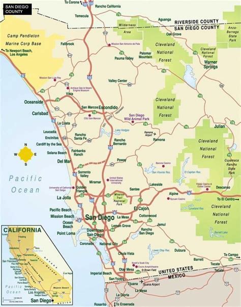 San Diego Area Road Map Printable Map Of San Diego County Printable