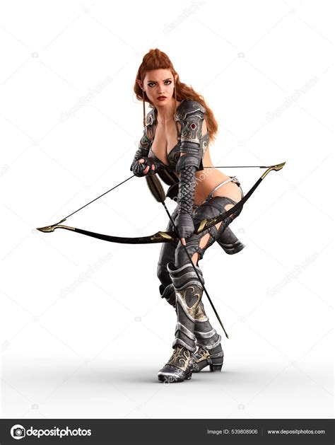 Beautiful Sexy Dark Elf Archer Woman Arrow Drawn Her Bow Stock Photo By Goodlighthunting