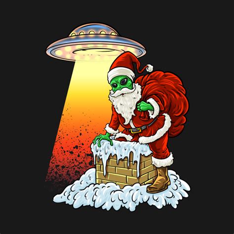 Alien Santa Ufo Paranormal Funny Christmas Graphic Alien Santa T