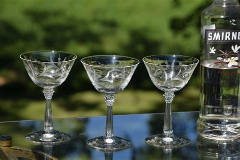 Sold ~ Reserved For Precious Vintage Etched Crystal Cocktail Glasses Set Of 10 Fostoria