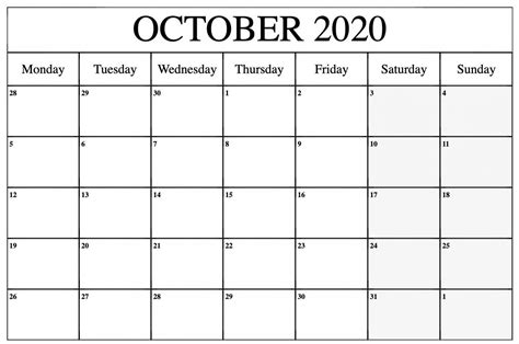 2020 Calendar Template Excel Addictionary