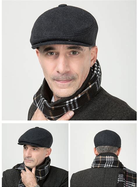 Male Winter Warm Baseball Hat Adult Fashion Earmuffs Cap Father Peaked