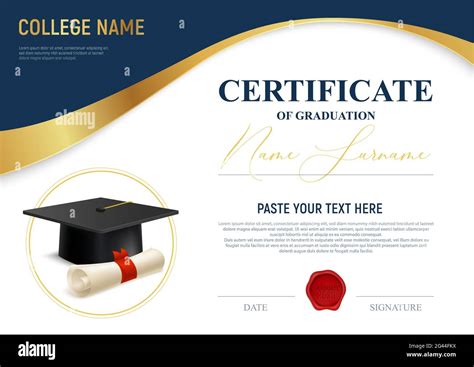 Certificado Académico Realista De Plantilla De Graduación Con