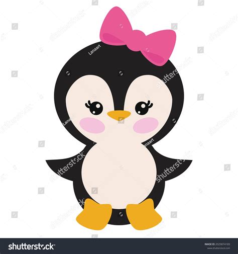 Cute Penguin Girl Vector Cartoon Illustration Stock Vector Royalty