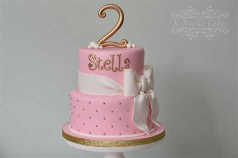 Pink And Gold Birthday Cake By K Noelle Cakes Gold Birthday Cake
