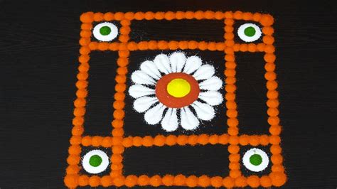 How to draw simple, small border kolam designs. Simple and easy rangoli designs using tools for Kids step ...