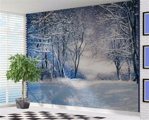 Beautiful Winter Forest Scene Snow Trees Wallpaper Wall