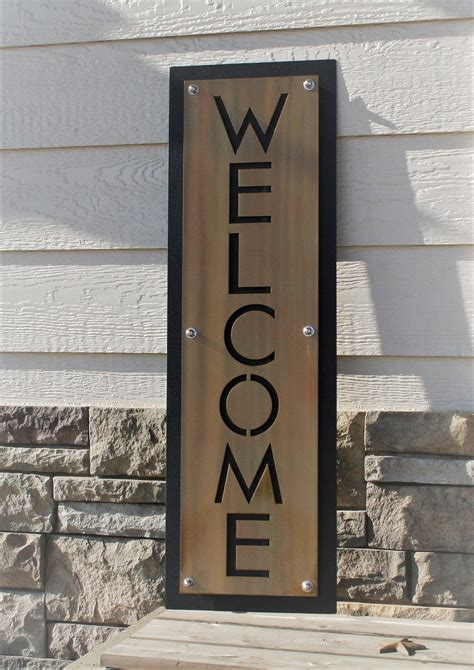 Upright Gold And Black Stainless Welcome Sign Entryway Welcome Modern