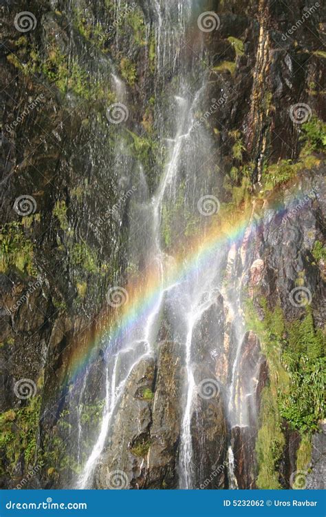Rainbow Over The Waterfall Stock Photo Image Of Fiord 5232062