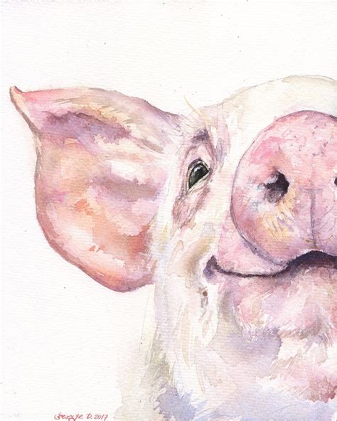 Pig Painting Watercolor Pig Print Pig Watercolor Pig Wall Art Pig